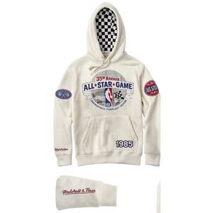 Mitchell & Ness NBA 1985 All-Star Game Hoodie Cream Small NWT Hardwood Classics